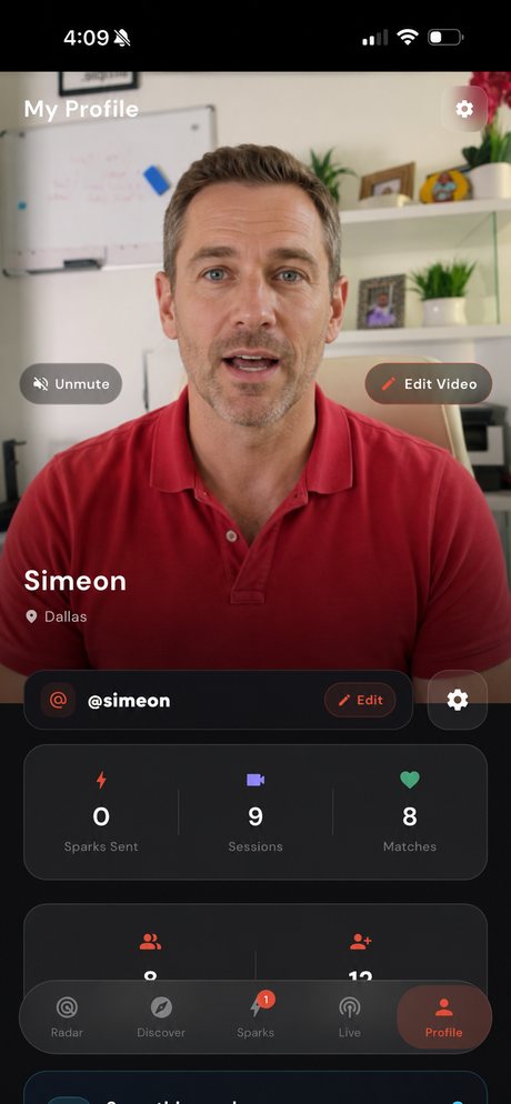 Profile screen